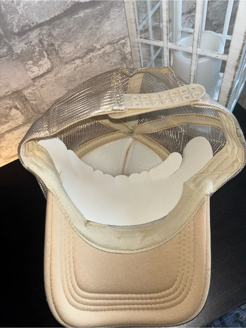 Beige Sequin, Gold Chain Embellished Trucker Cap (Handmade design).